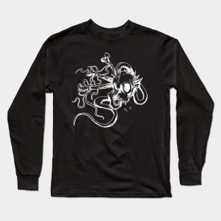 Serpent Skull (White on black) Long Sleeve T-Shirt